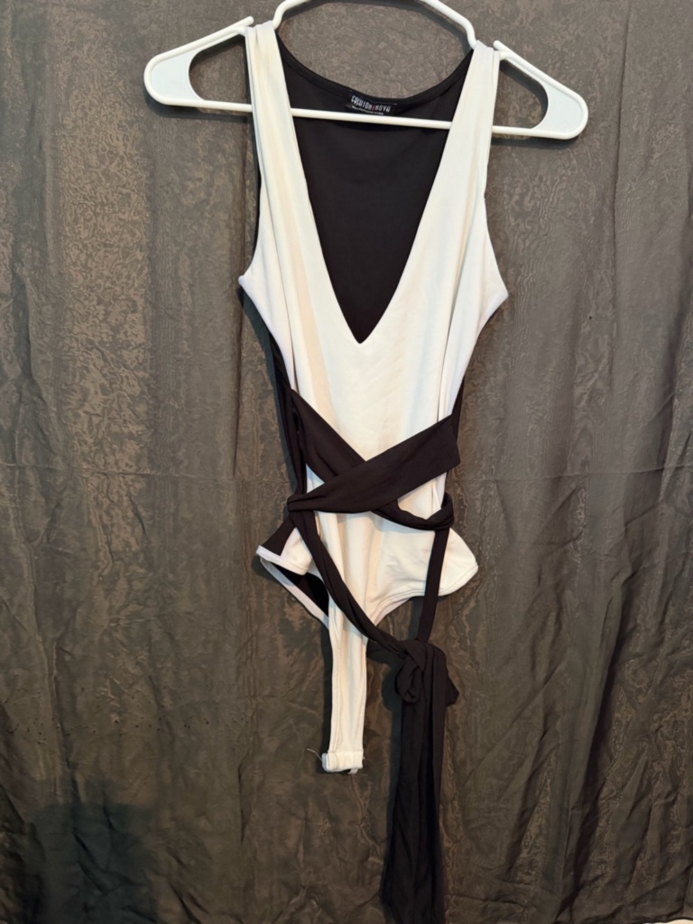 Fashion Nova White and Black Bodysuit